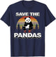 Retro Vintage Animal Lover Save The Pandas T-Shirt - T-Shirt | Navy