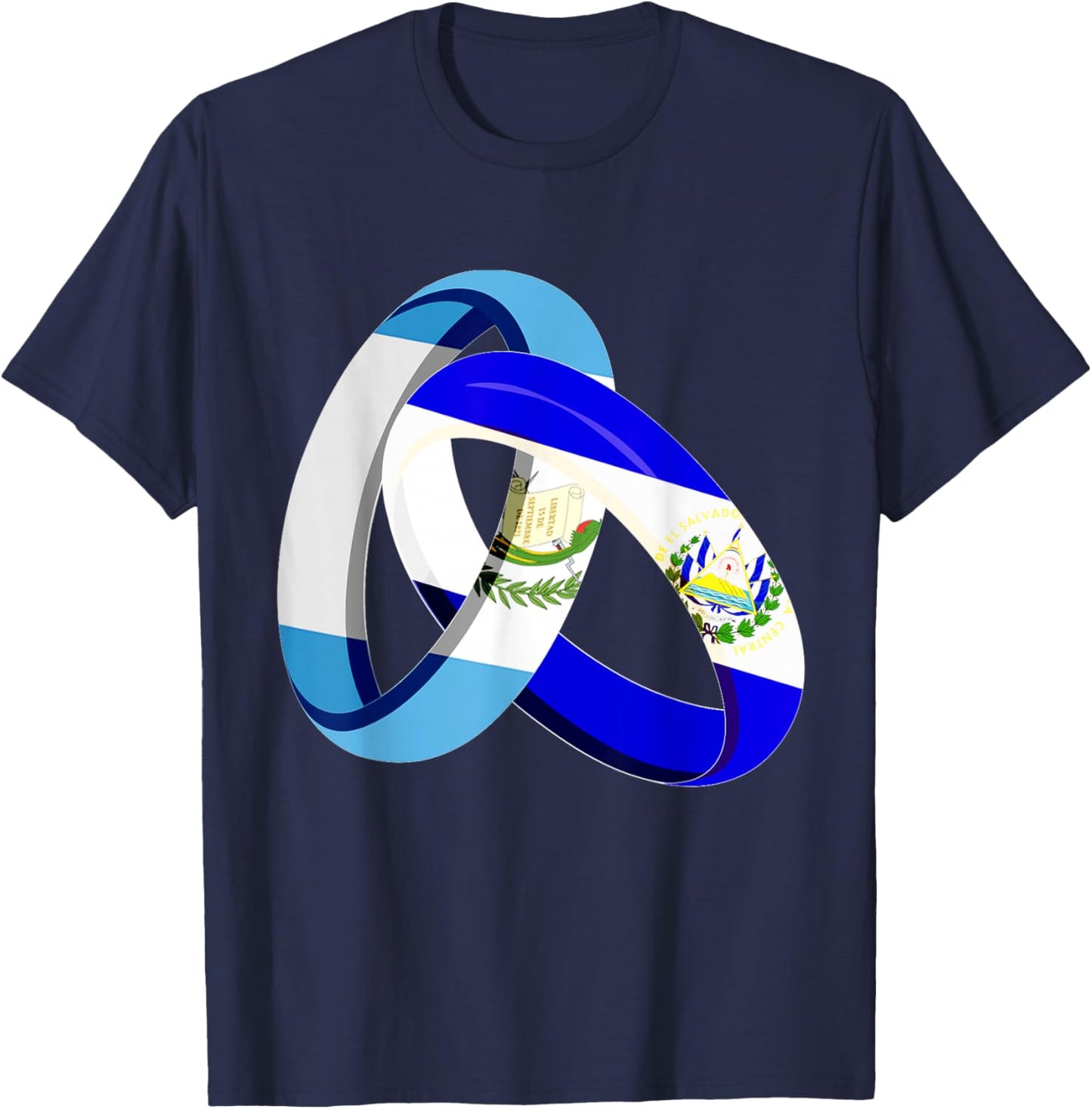 Guatemala Flag El Salvador Grown Ring Marriage Wedding T-Shirt - T-Shirt | Navy