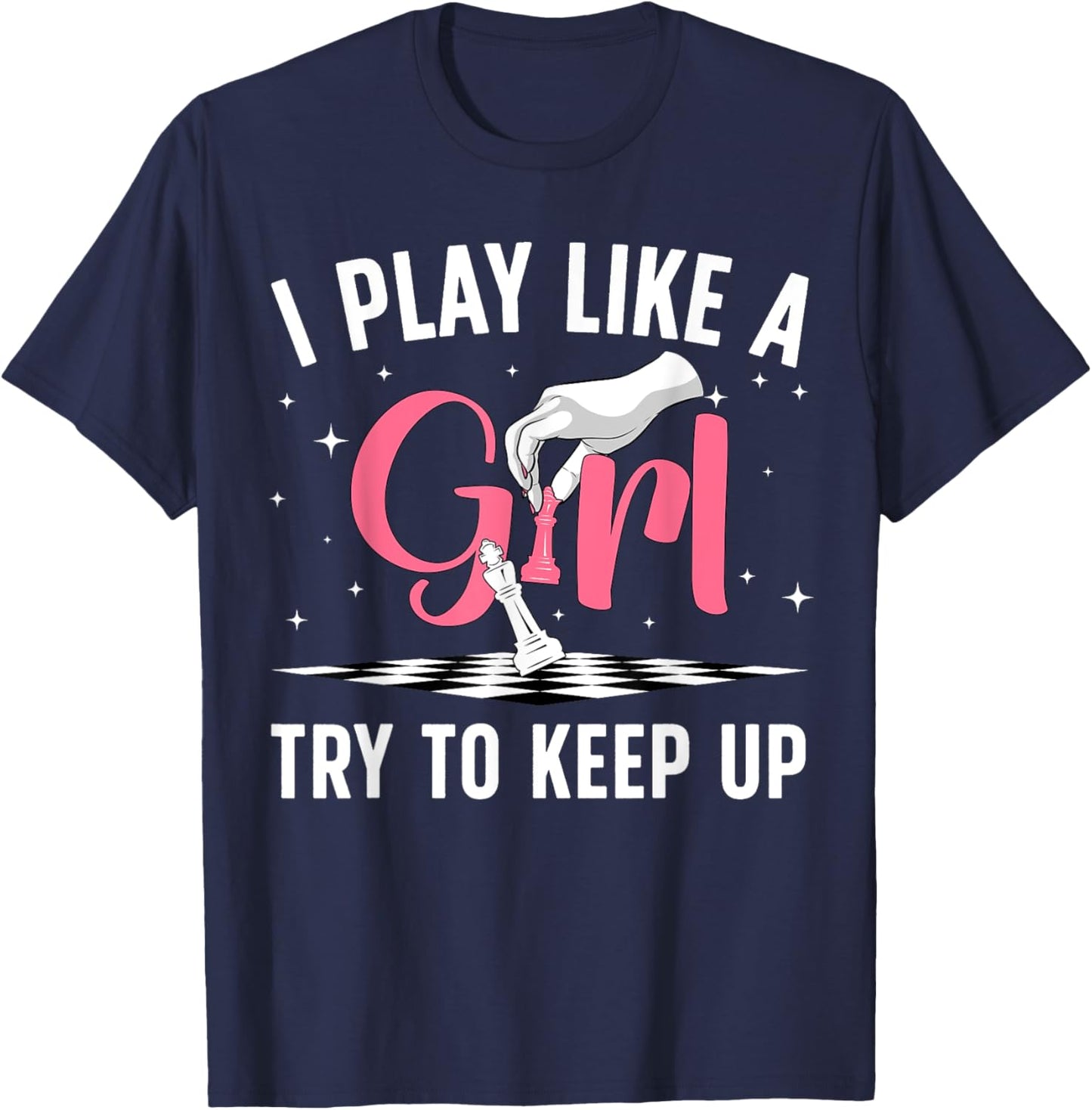Cool Chess Player Art Girls Kids Chess Lover Geek T-Shirt - T-Shirt | Navy