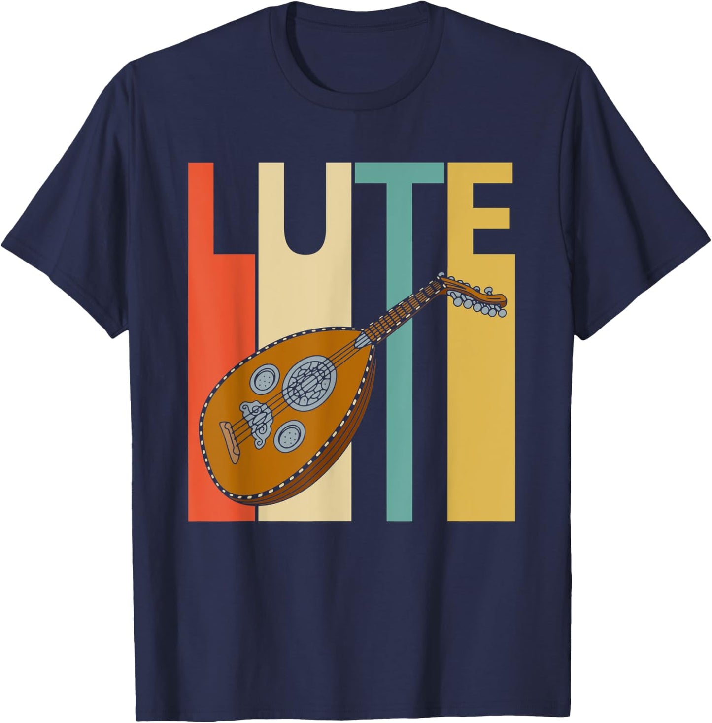 Vintage Lute Player Musician Gift T-Shirt - T-Shirt | Navy