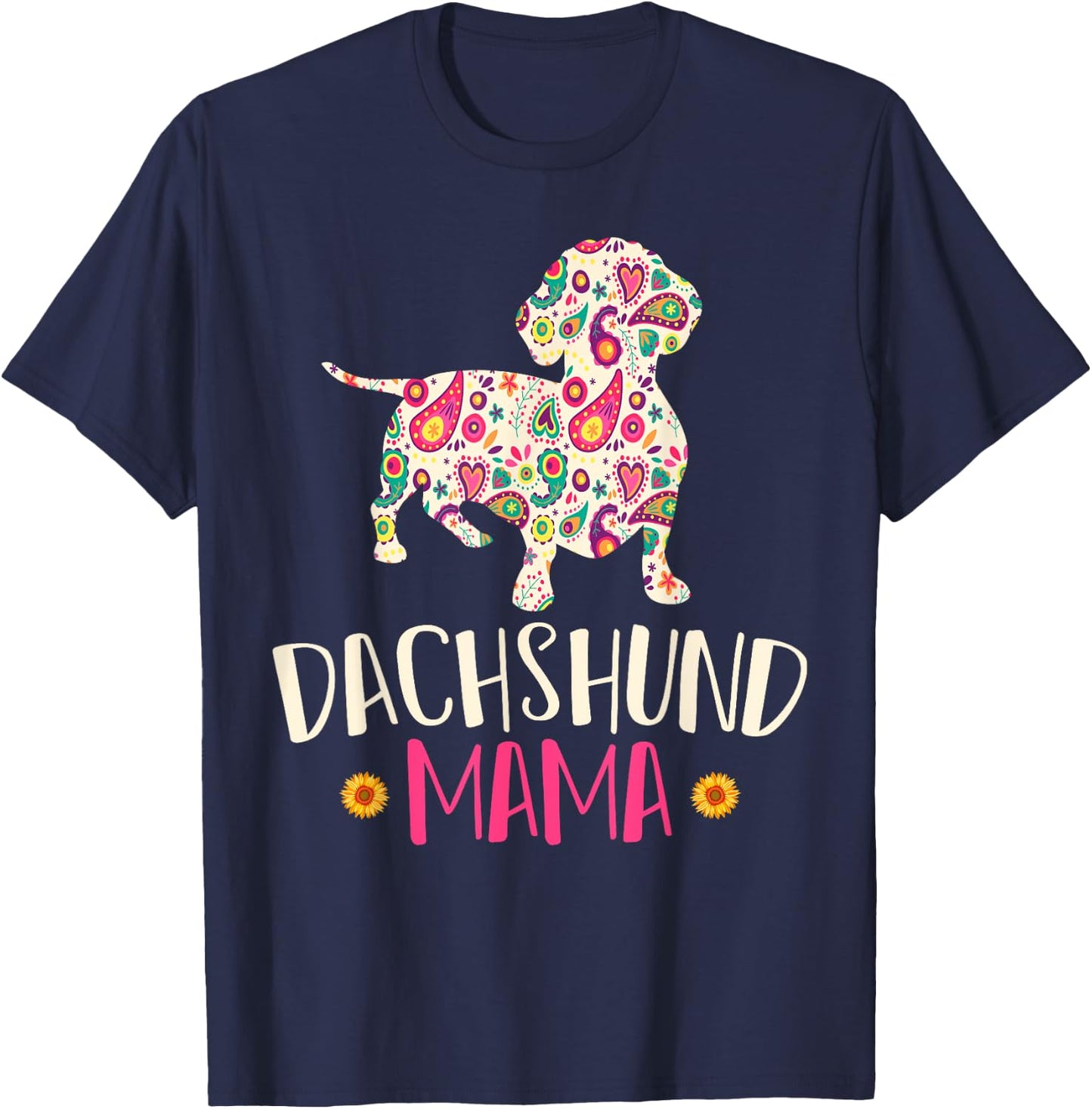 Mothers Day Gift Wiener Mom Weenie Dog Vintage Dachshund T-Shirt - T-Shirt | Navy