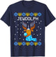 Jewdolph Ugly Hanukkah Sweater Reindeer Menorah Chanukah T-Shirt - T-Shirt | Navy