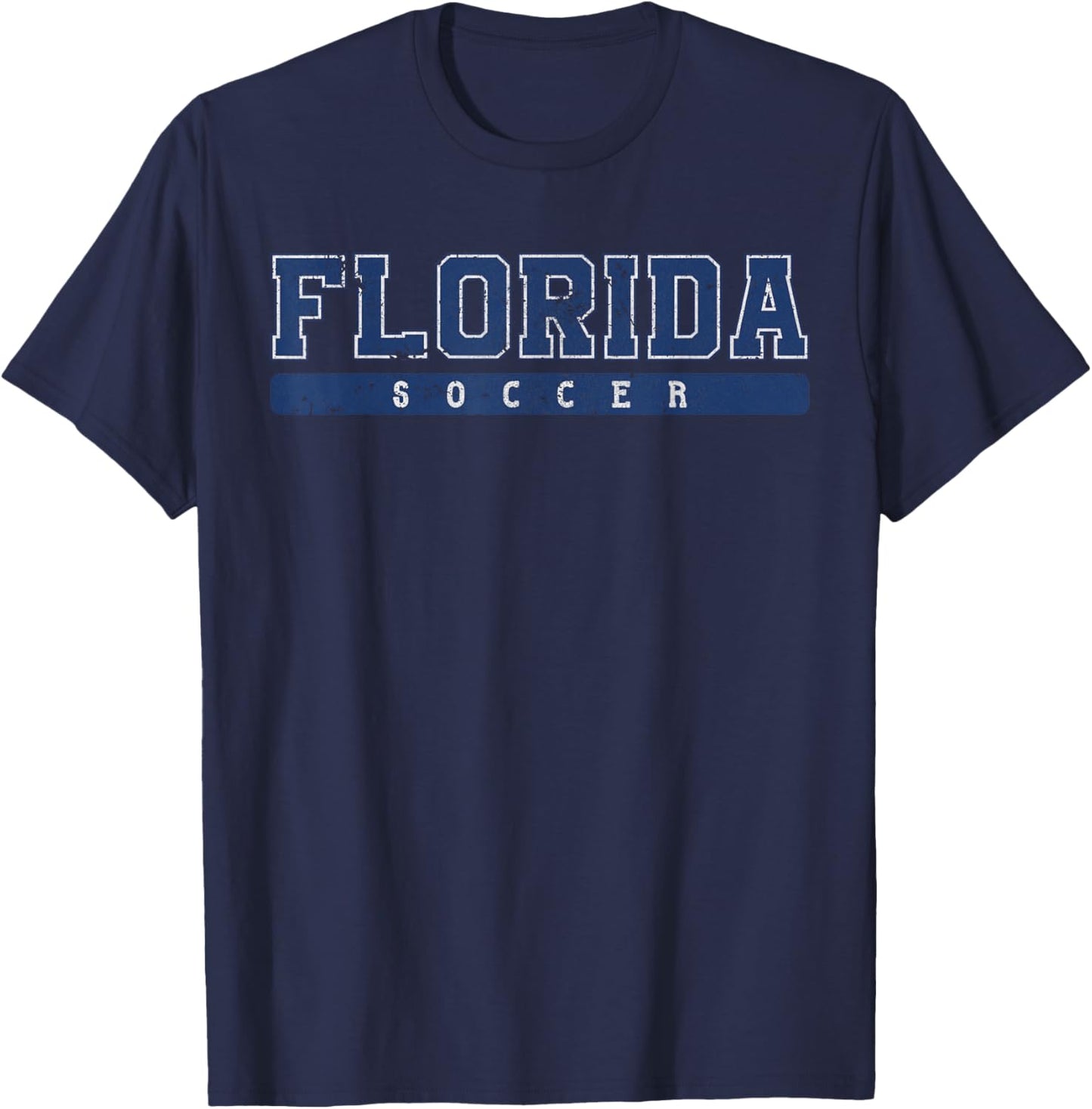 Florida Soccer Blue Vintage Text T-Shirt - T-Shirt | Navy