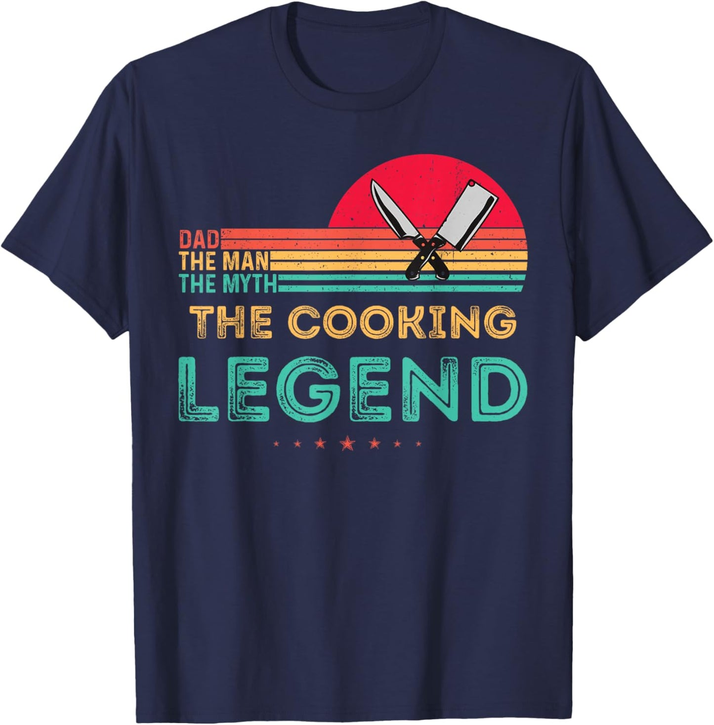 Vintage Cooking Dad The Man The Myth The Legend Chef Funny T-Shirt - T-Shirt | Navy