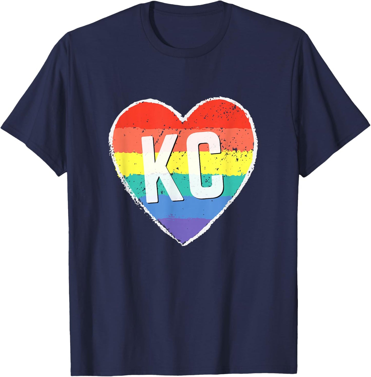 Vintage Rainbow Heart KC T-Shirt - T-Shirt | Navy