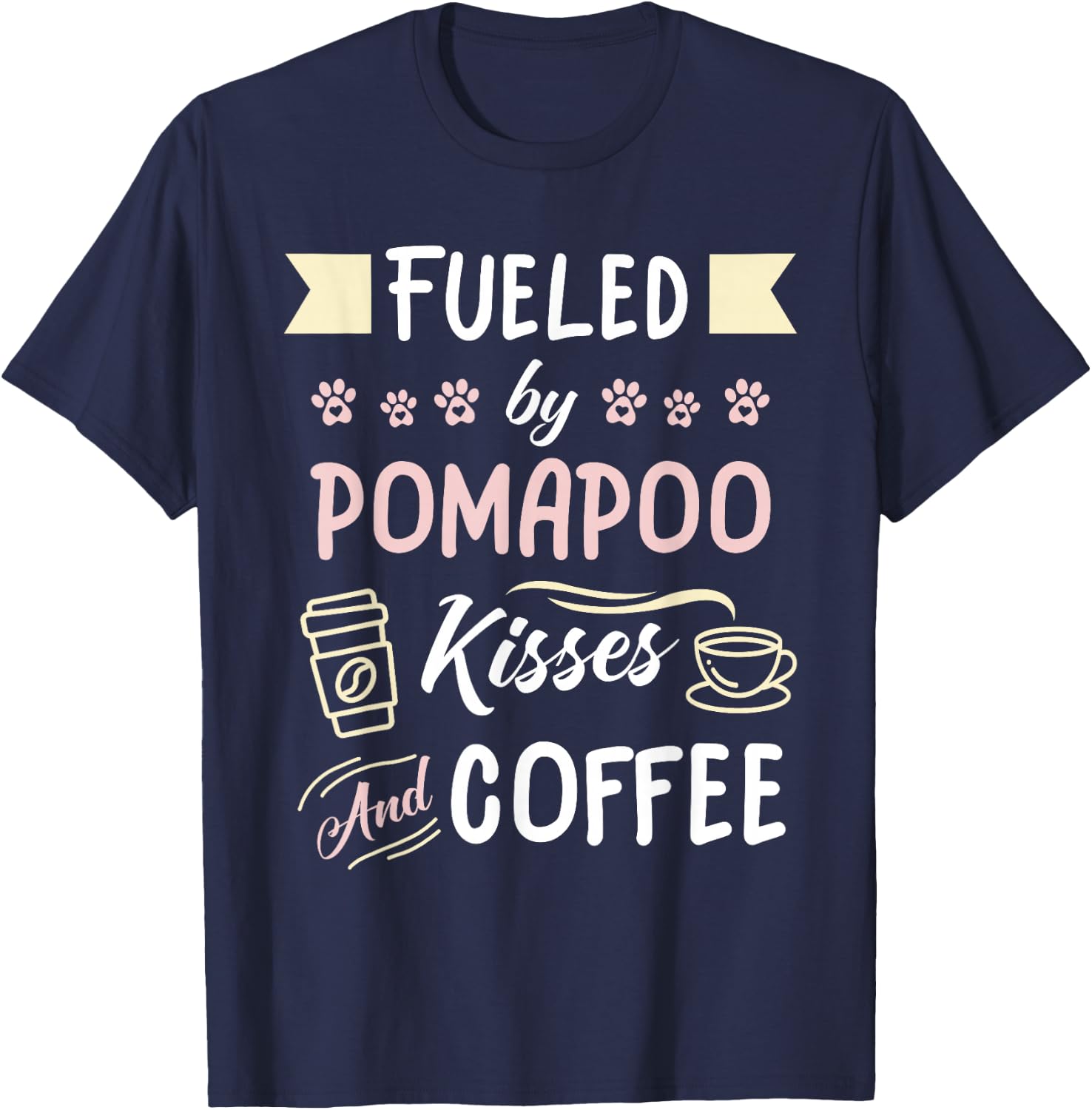 PomaPoo Mom Coffee Lover T-Shirt - T-Shirt | Navy