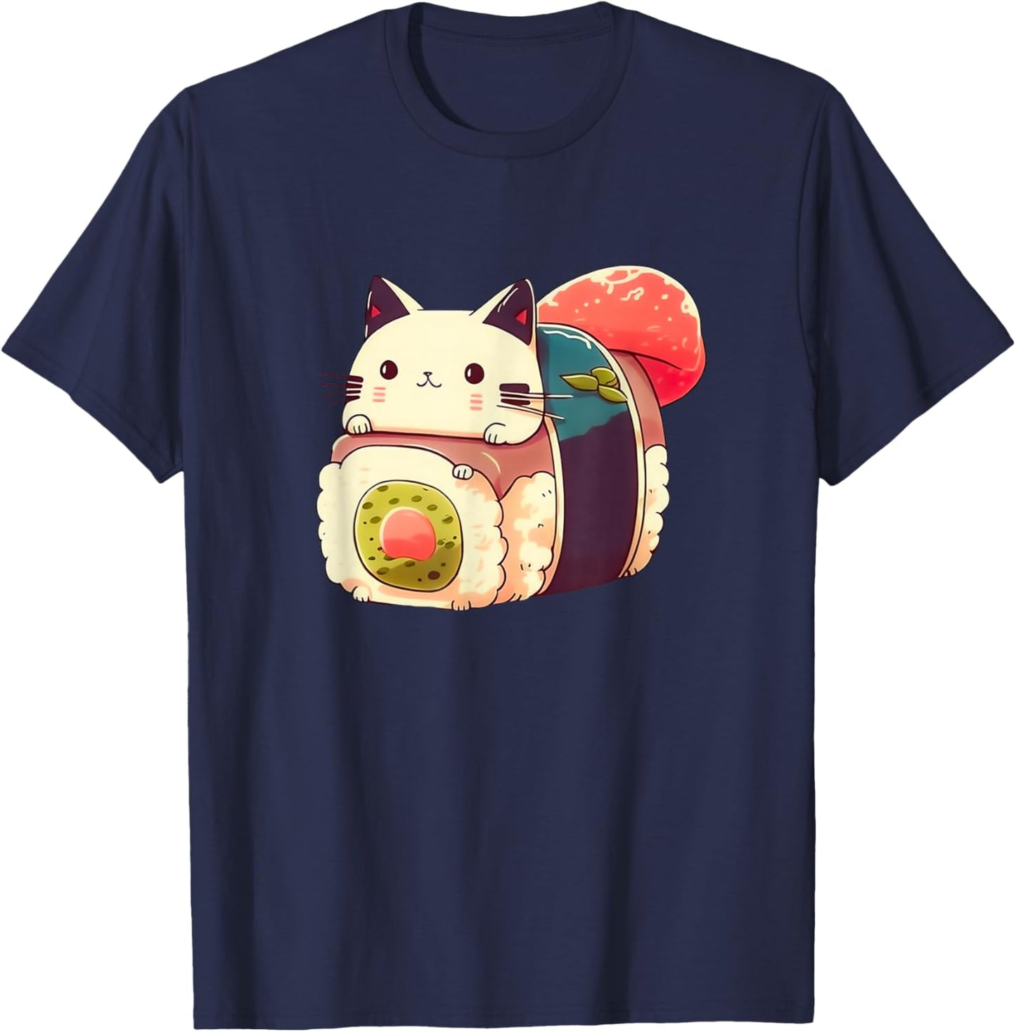 Niedliche Sushi-Katze Kawaii Anime Neko Japanisch T-Shirt - T-Shirt | Navy