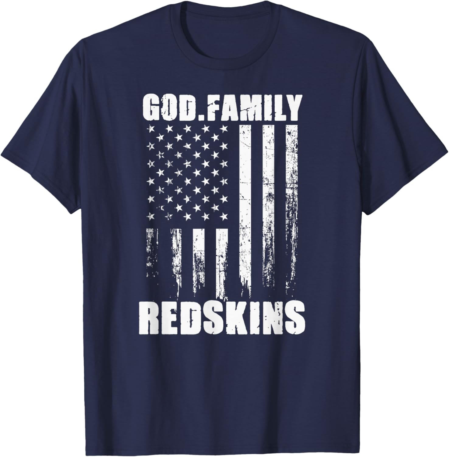 Bryan County Redskins God. Family. Vintage USA Flag T-Shirt - T-Shirt | Navy