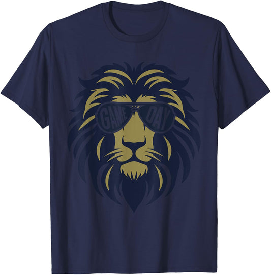 Football Game Day Lion Vintage T-Shirt - T-Shirt | Navy
