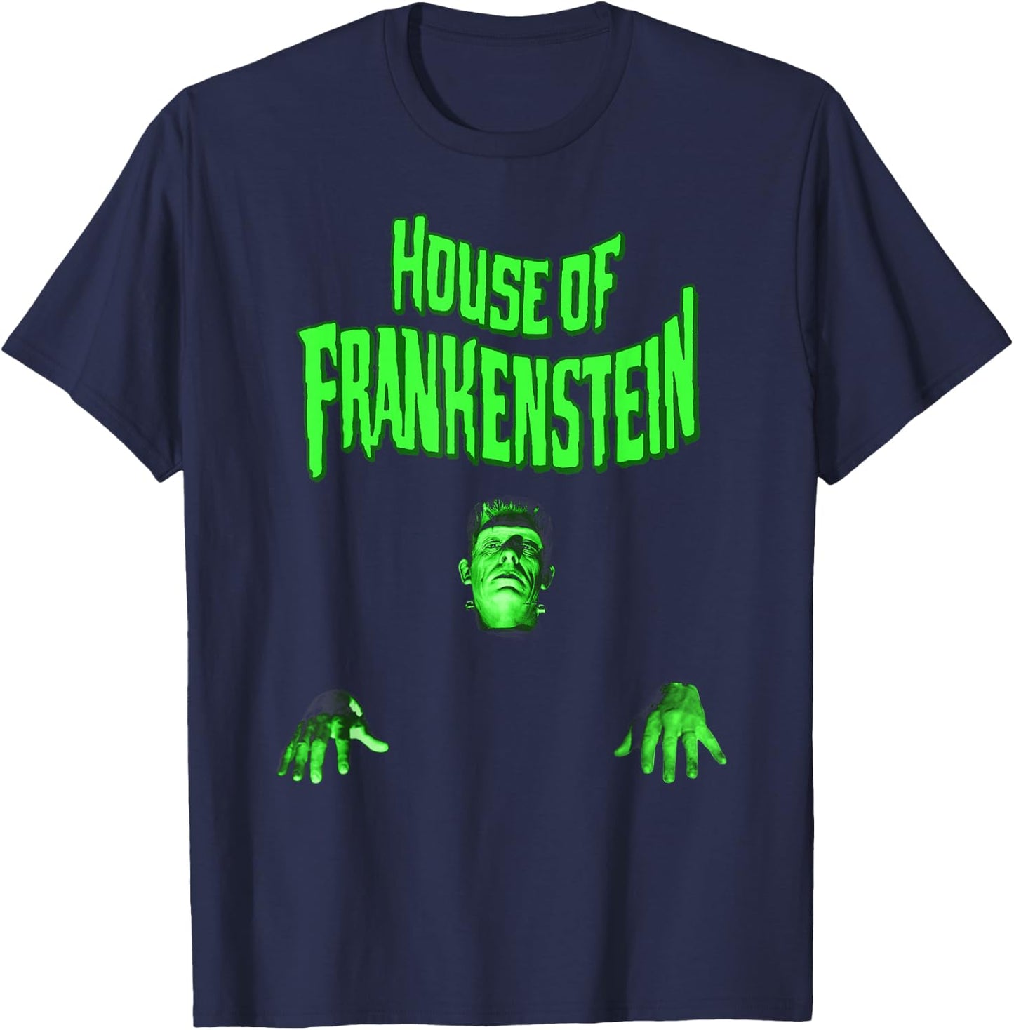 Universal Monsters House Of Frankenstein Walk Portrait T-Shirt - T-Shirt | Navy