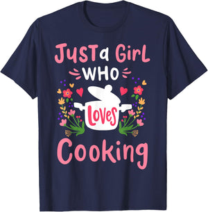 Cooking Chef Cook Just A Girl Who Loves Cooking T-Shirt - T-Shirt | Navy