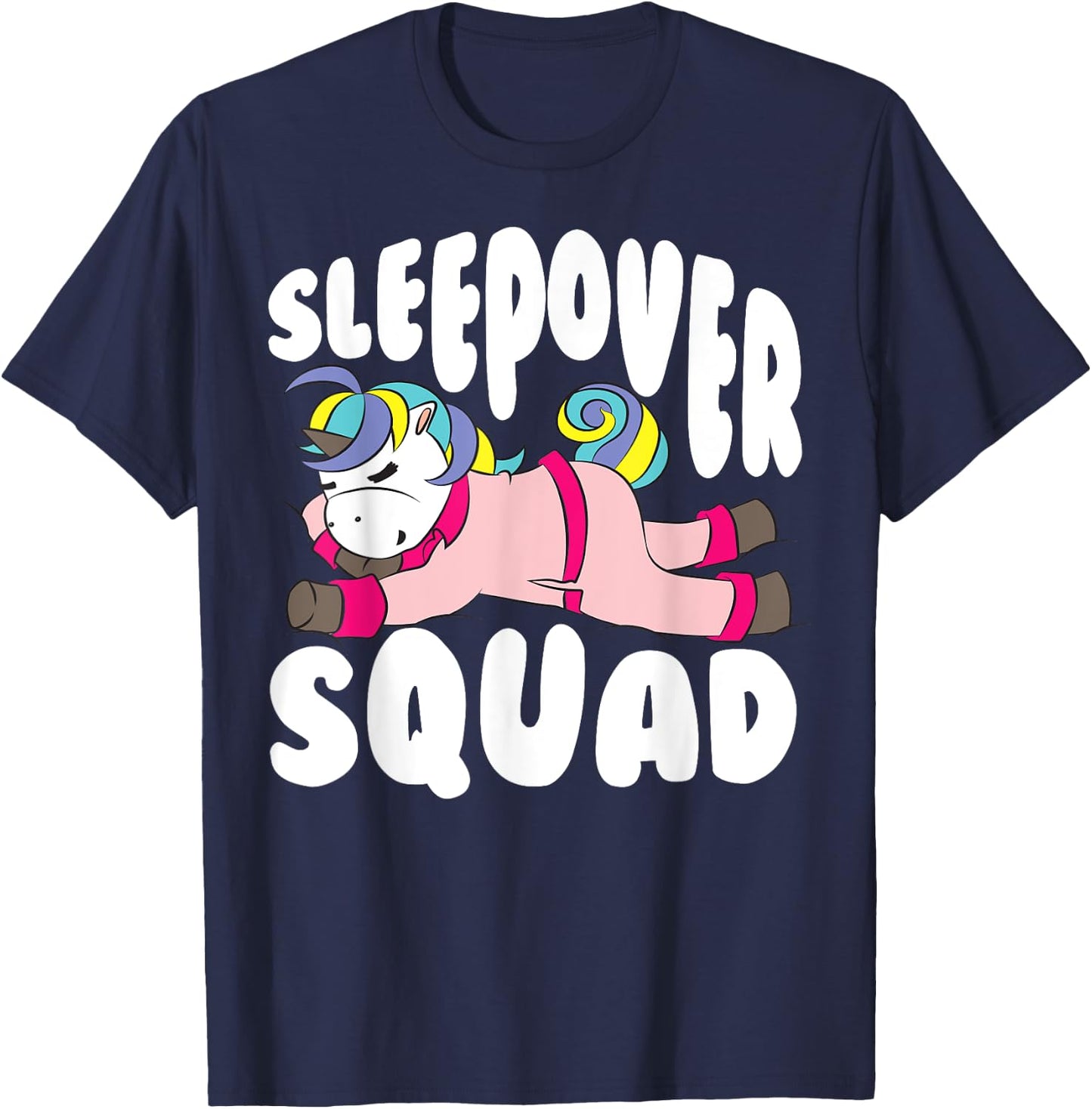 Sleepover Squad Gift | Funny Sleeping Unicorn Slumber Party T-Shirt - T-Shirt | Navy