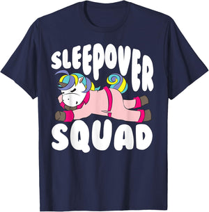 Sleepover Squad Gift | Funny Sleeping Unicorn Slumber Party T-Shirt - T-Shirt | Navy
