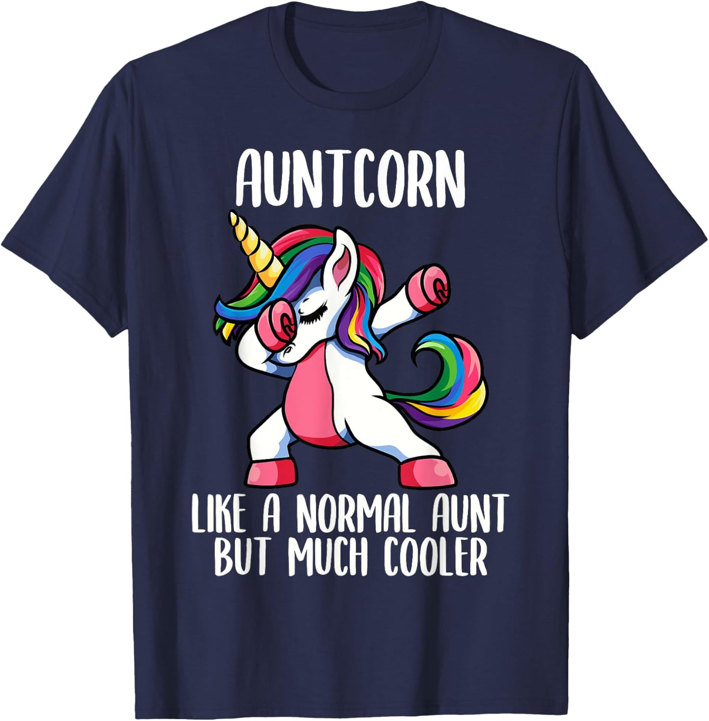 Unicorn Aunt Girl Birthday Party Apparel, AuntCorn Cute T-Shirt - T-Shirt | Navy