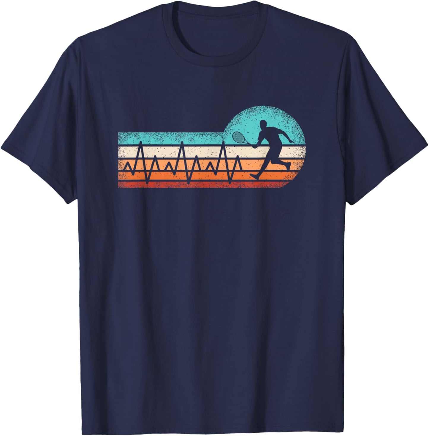 Retro Tennis Heartbeat Tennis Lover Men Boys Kids T-Shirt - T-Shirt | Navy