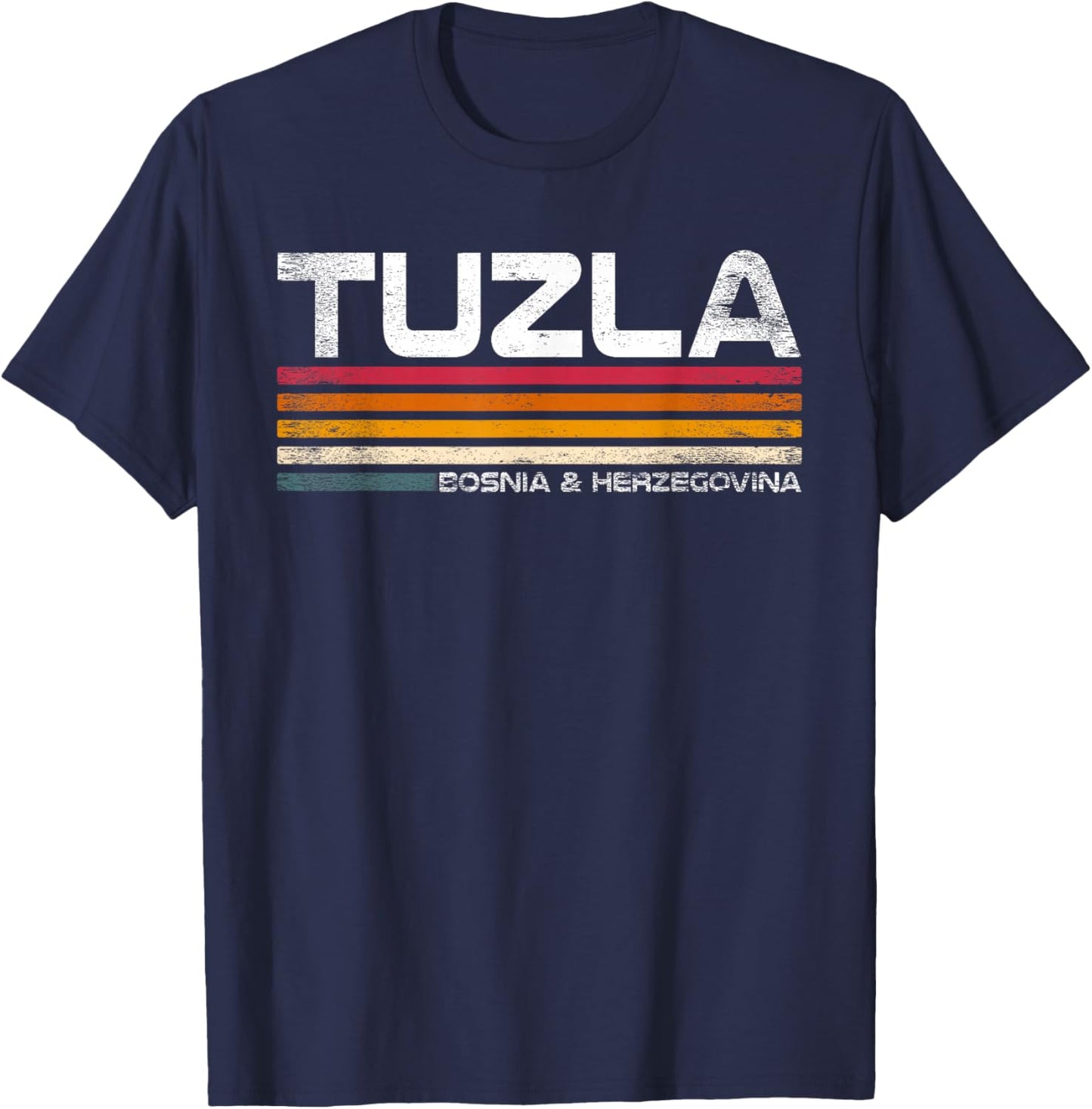 Tuzla Bosnia and Herzegovina Retro Design T-Shirt - T-Shirt | Navy