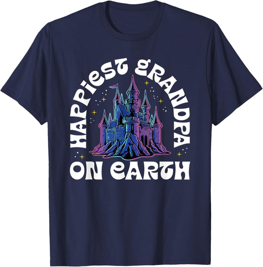 Happiest Grandpa On Earth Fantasy Castle T-Shirt - T-Shirt | Navy