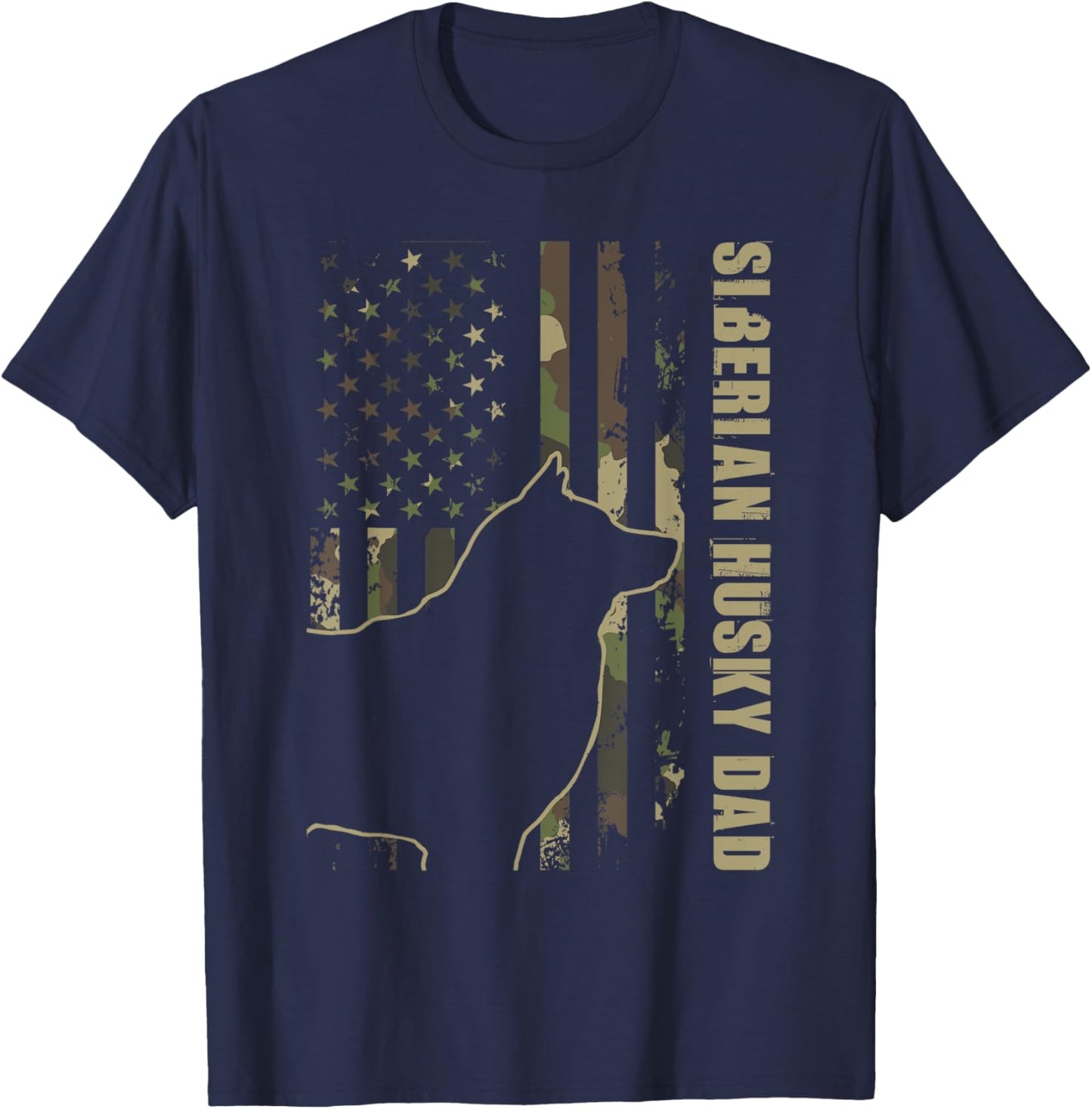 Siberian Husky Dad - Patriotic USA Dog Lover Pet Trainer Women Kids T-Shirt - T-Shirt | Navy