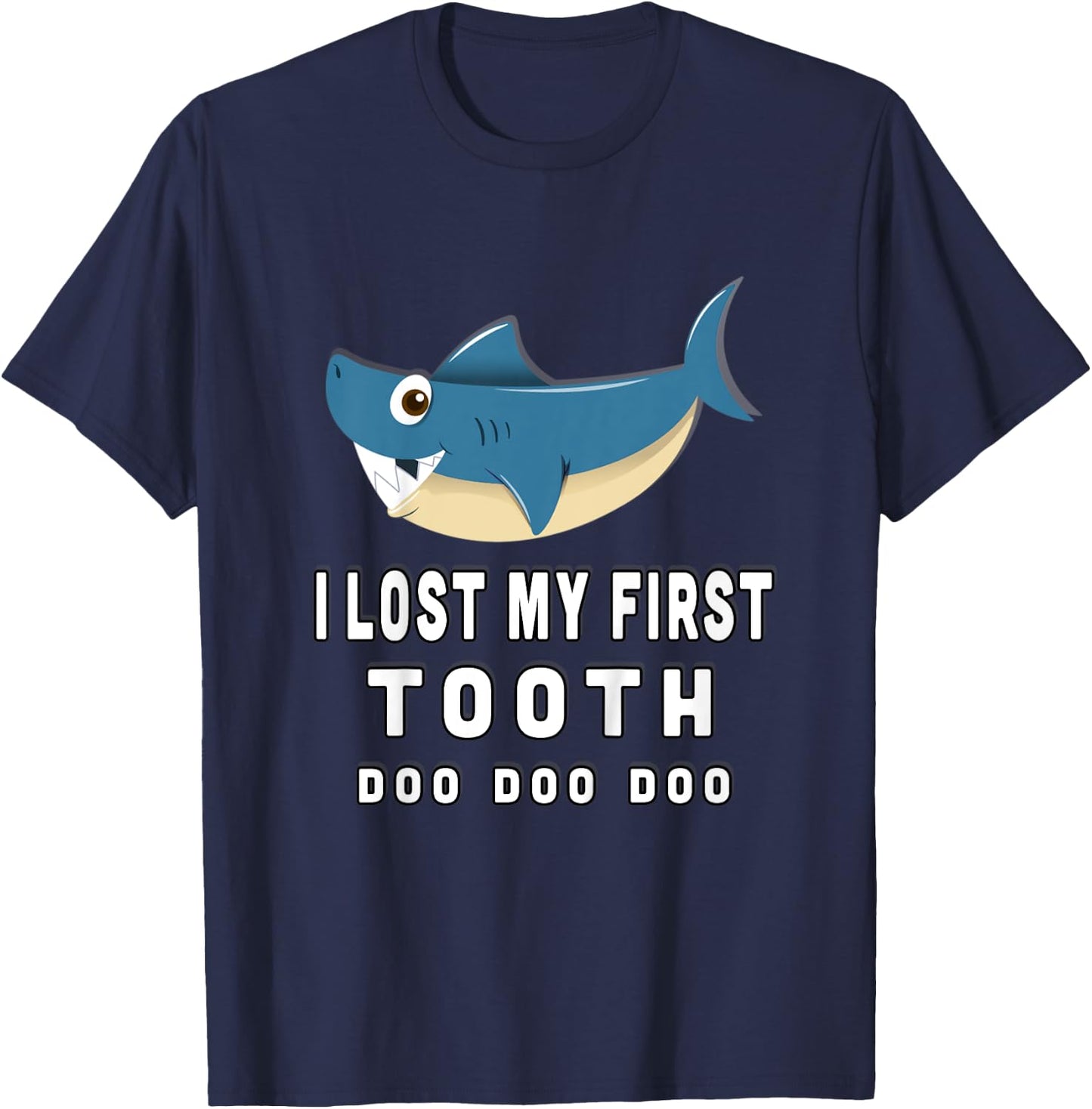 Kids Cute I Lost My First Tooth Shark Shirt T-Shirt - T-Shirt | Navy