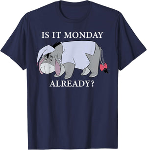 Disney Winnie the Pooh Eeyore "Is it Monday Already?" Funny T-Shirt - T-Shirt | Navy