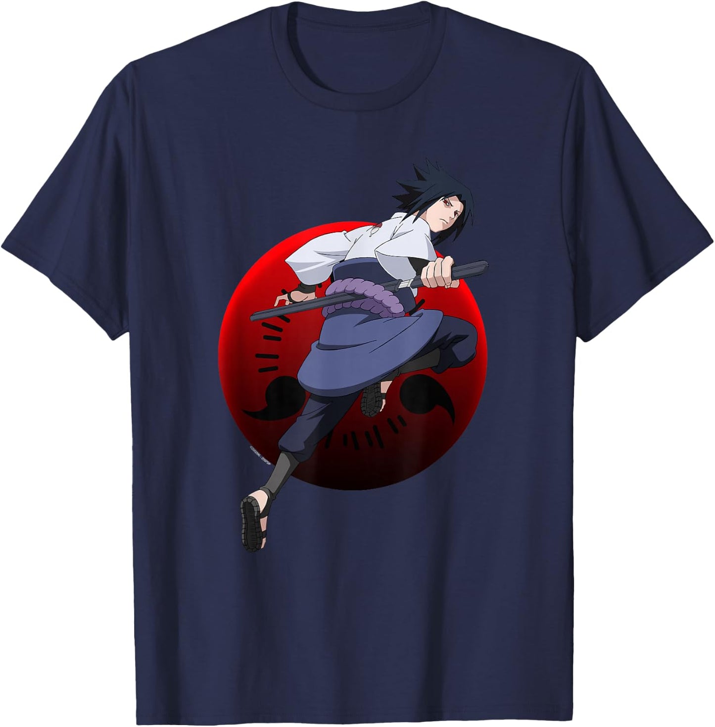 Naruto Shippuden Sasuke with Sharingan Anime T-Shirt - T-Shirt | Navy