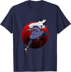 Naruto Shippuden Sasuke with Sharingan Anime T-Shirt - T-Shirt | Navy