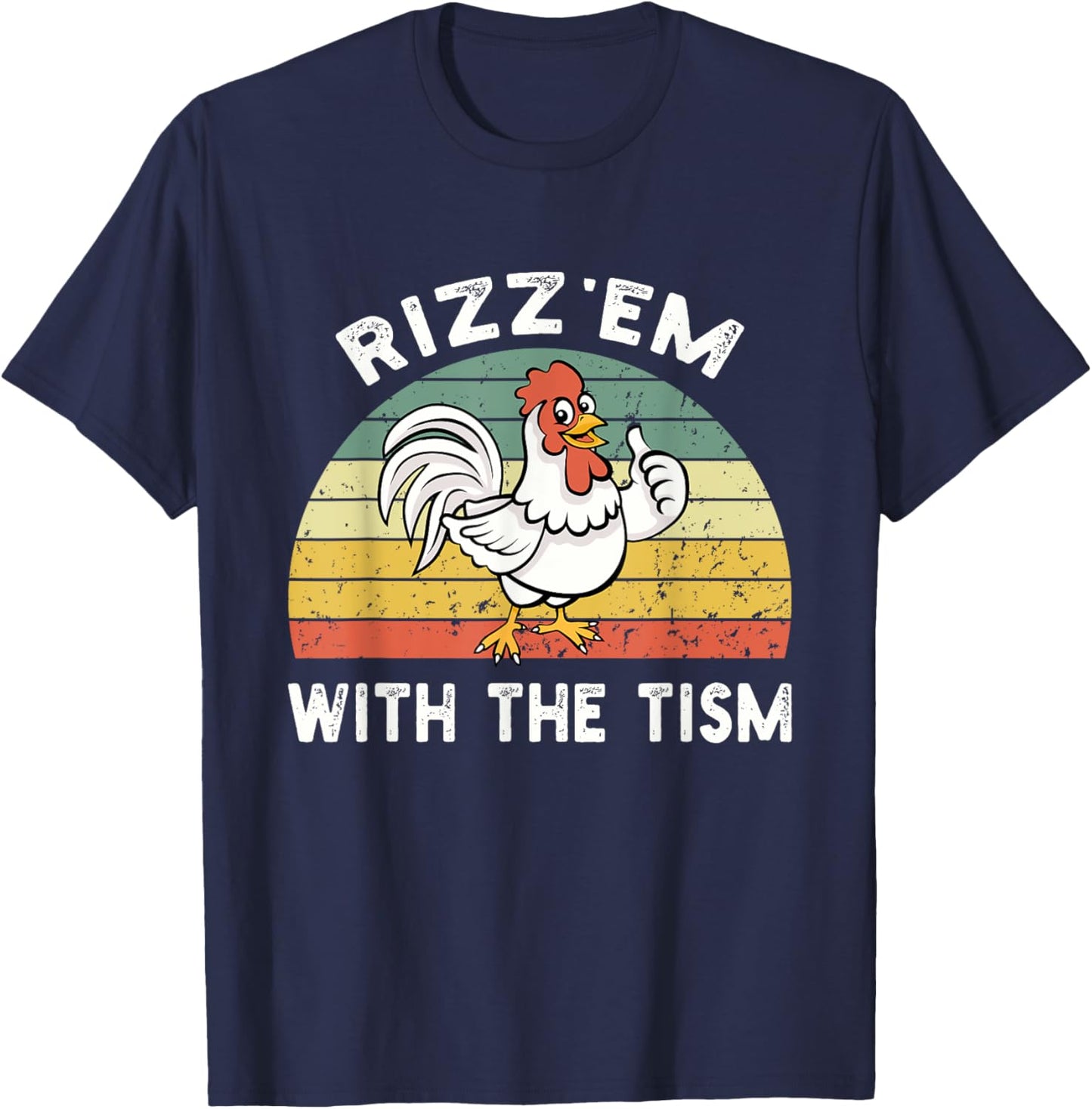 Rizz em With The Tism Meme Retro T-Shirt - T-Shirt | Navy