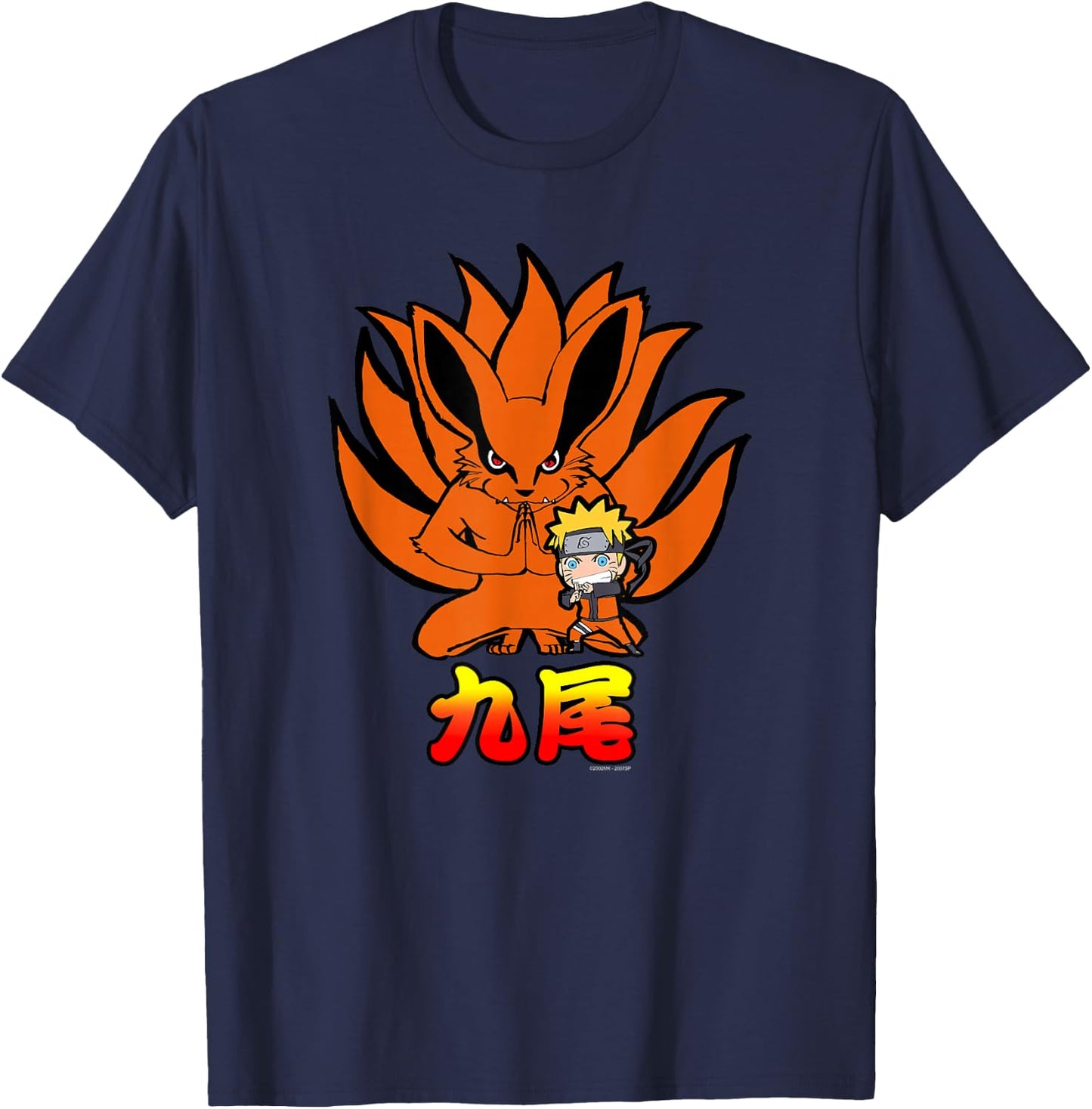 Naruto Shippuden Naruto Kurama Nine Tails Chibi Anime T-Shirt - T-Shirt | Navy