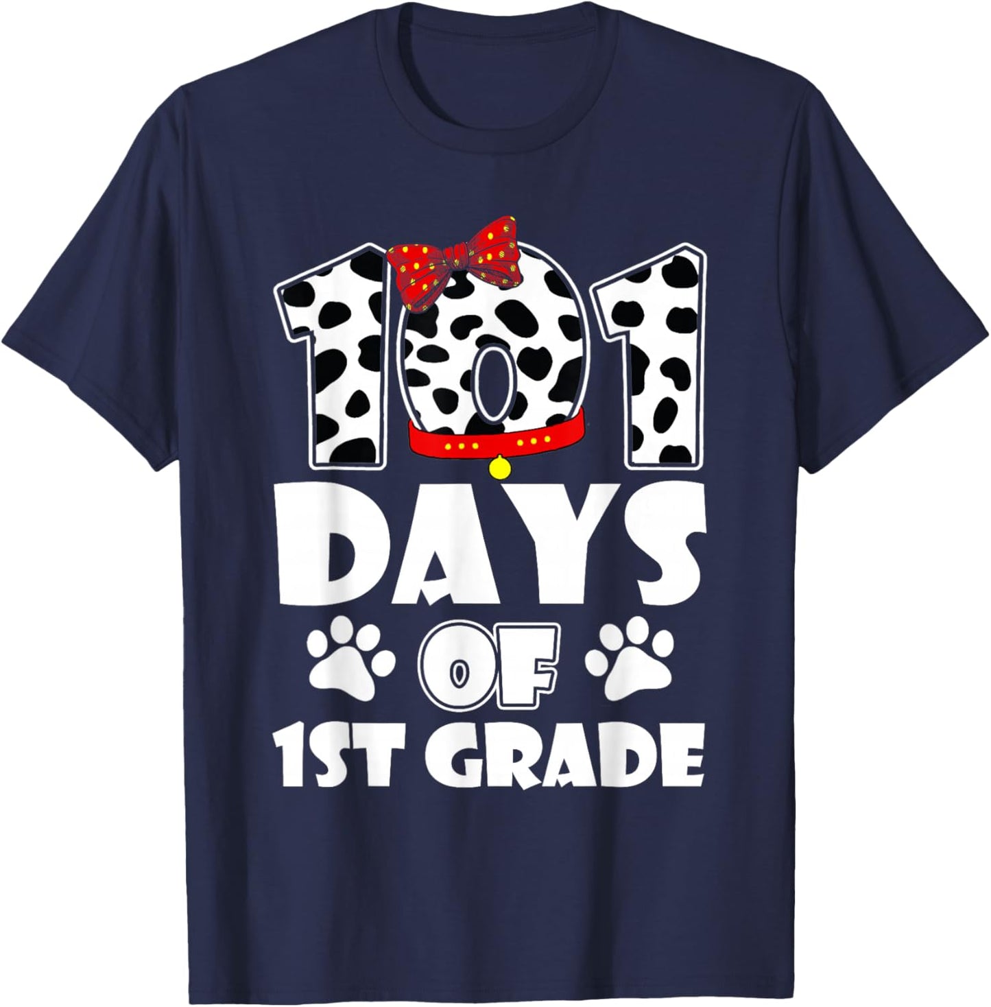 Happy 101 Days School 1st Grade Dog 100 Days Smarter Student T-Shirt - T-Shirt | Navy