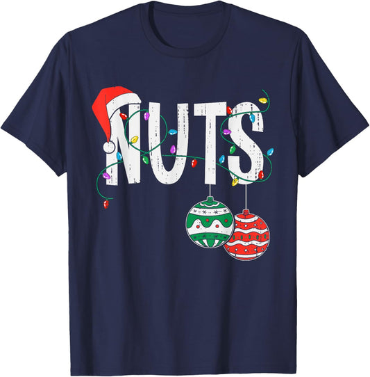 Chest Nuts Christmas Shirt Funny Matching Couple Chestnuts T-Shirt - T-Shirt | Navy