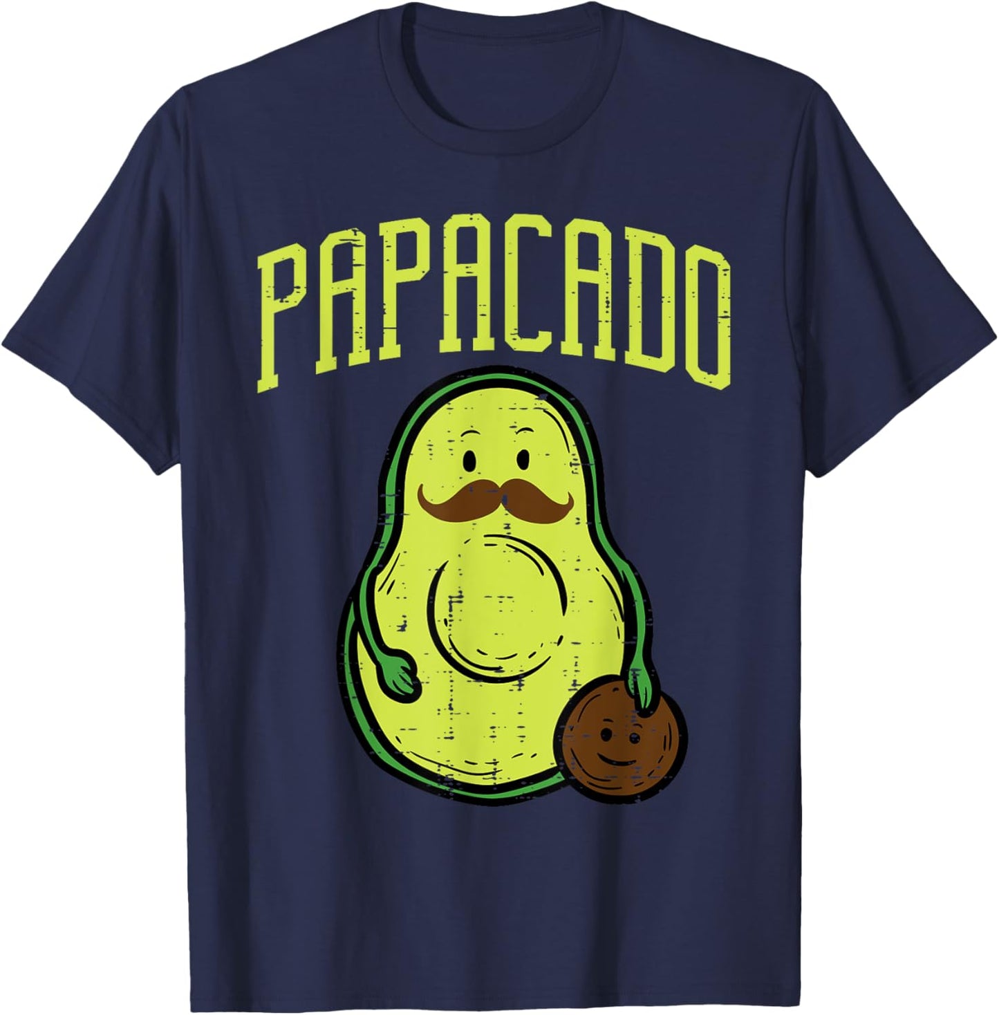 Fathers Day Papacado Papa Avocado Funny Vegan Guacamole Dad T-Shirt - T-Shirt | Navy