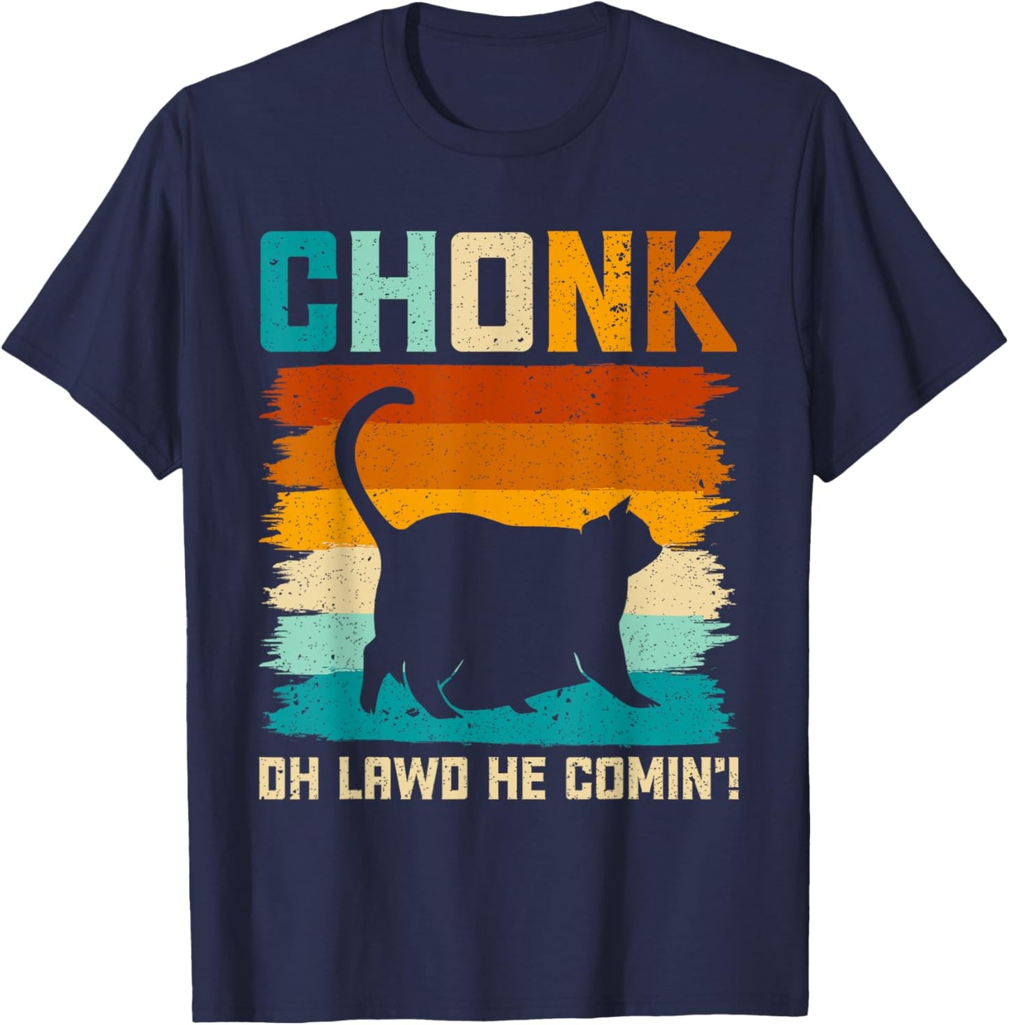 Chonk Cat Scale Meme Funny Retro Style Vintage Cats Memes Women Girls Kids T-Shirt - T-Shirt | Navy