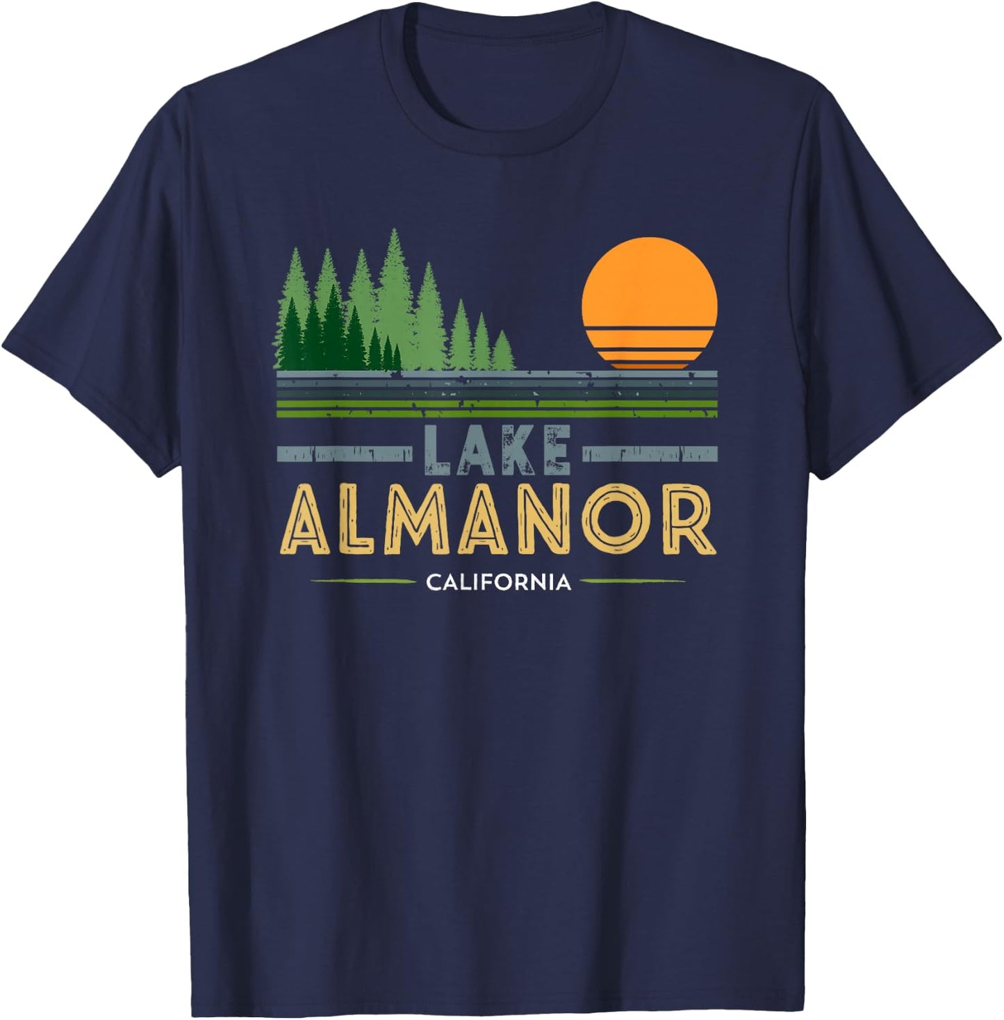Vintage Lake Almanor California T-Shirt - T-Shirt | Navy