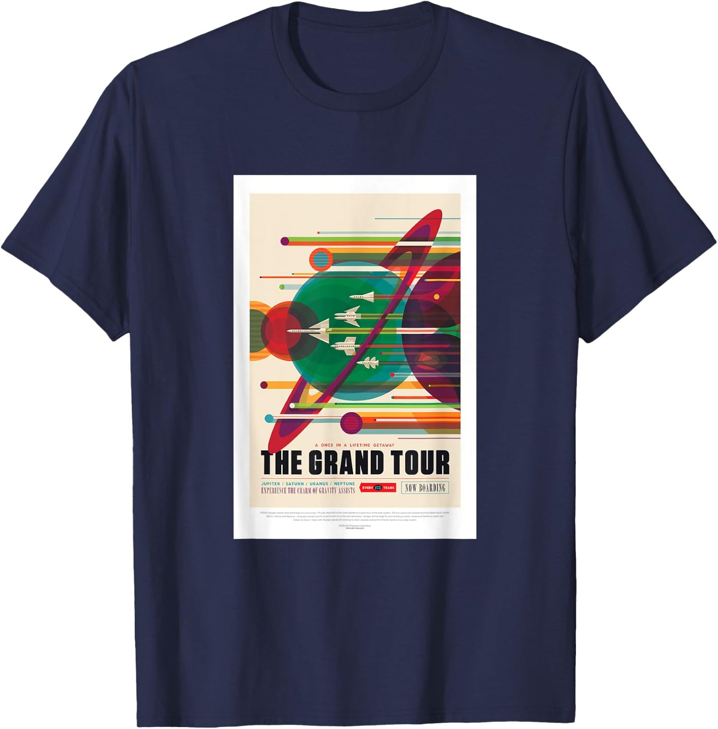 NASA JPL The Grand Tour Visions of the Future Voyager Poster T-Shirt - T-Shirt | Navy