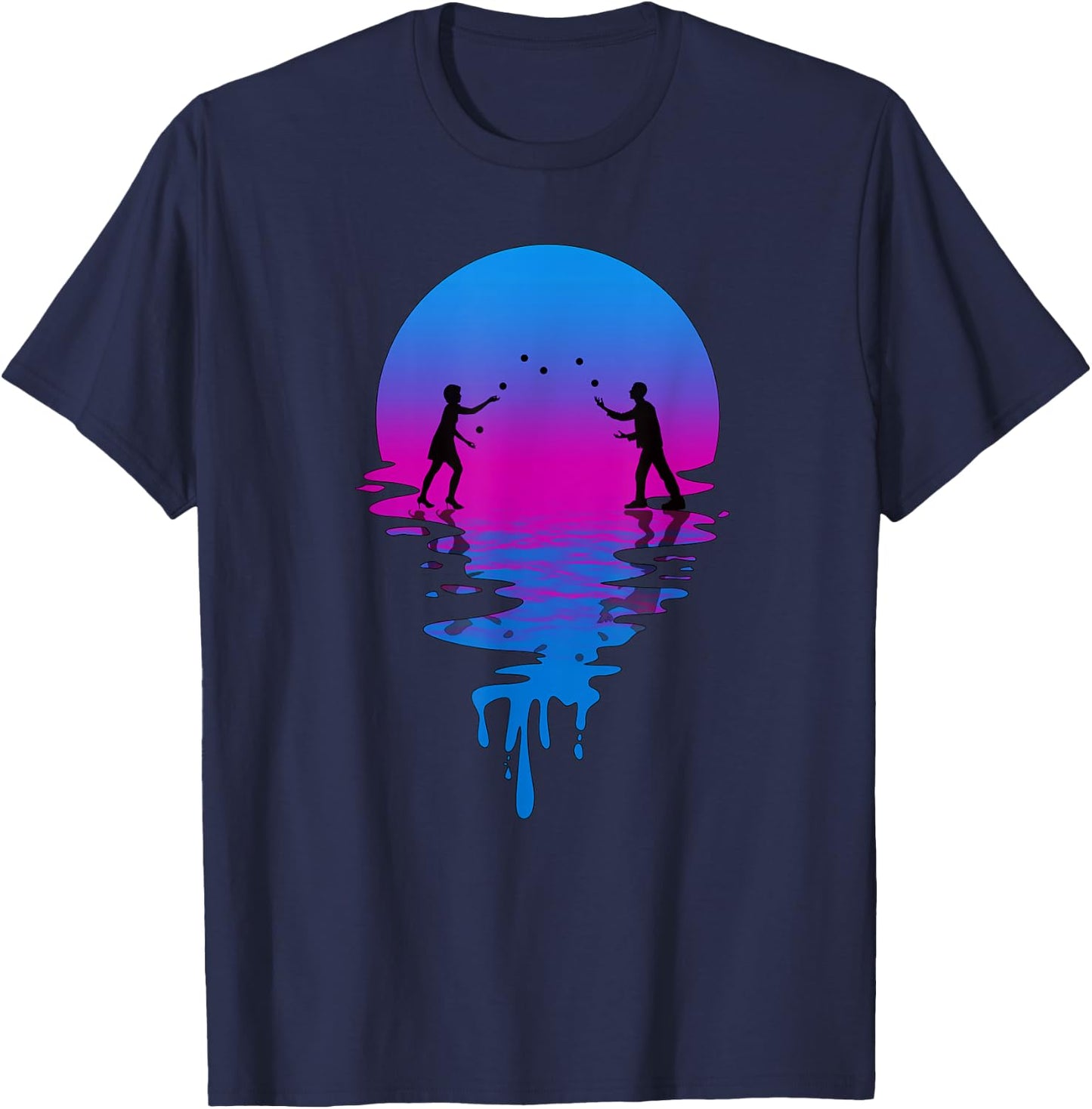 Vintage Retro Sunset Juggling T-Shirt - T-Shirt | Navy