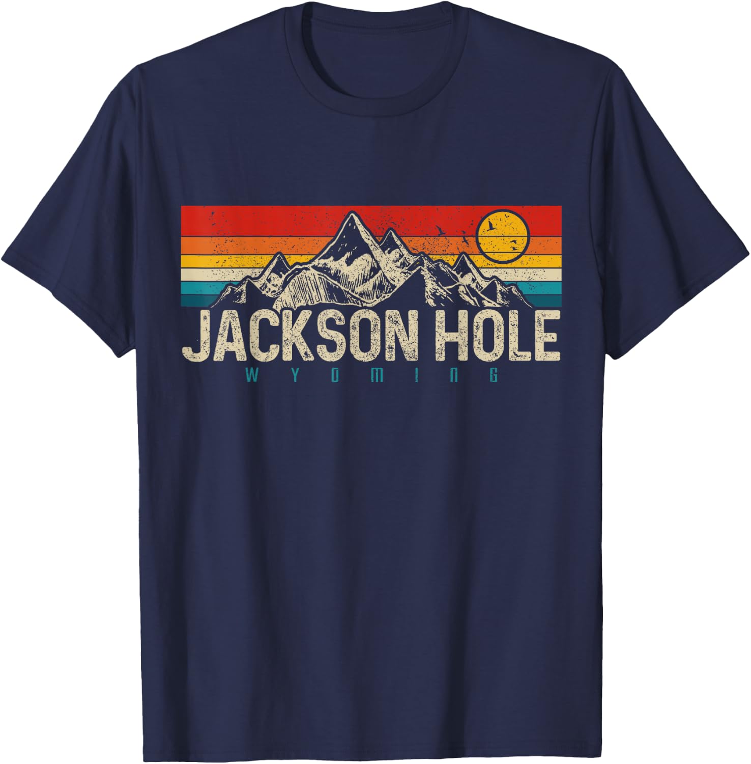 Jackson Hole Wyoming Vintage Mountains Pride Gift T-Shirt - T-Shirt | Navy