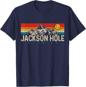 Jackson Hole Wyoming Vintage Mountains Pride Gift T-Shirt - T-Shirt | Navy