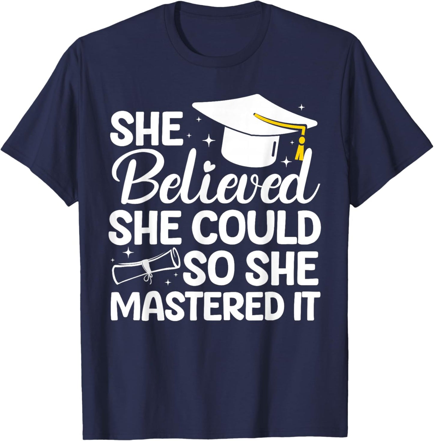 Masters Degree Graduation Art Girl Masters Degree T-Shirt - T-Shirt | Navy