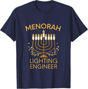 Hanukkah Menorah Lighting Engineer Jewish Festival Lights T-Shirt - T-Shirt | Navy