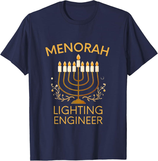 Hanukkah Menorah Lighting Engineer Jewish Festival Lights T-Shirt - T-Shirt | Navy