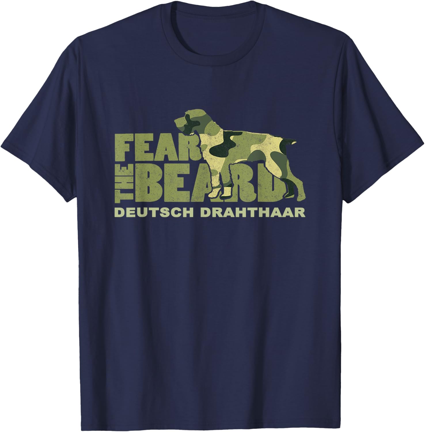 Fear the Beard - Camo Deutsch Drahthaar Hunting Dog Women Kids T-Shirt - T-Shirt | Navy