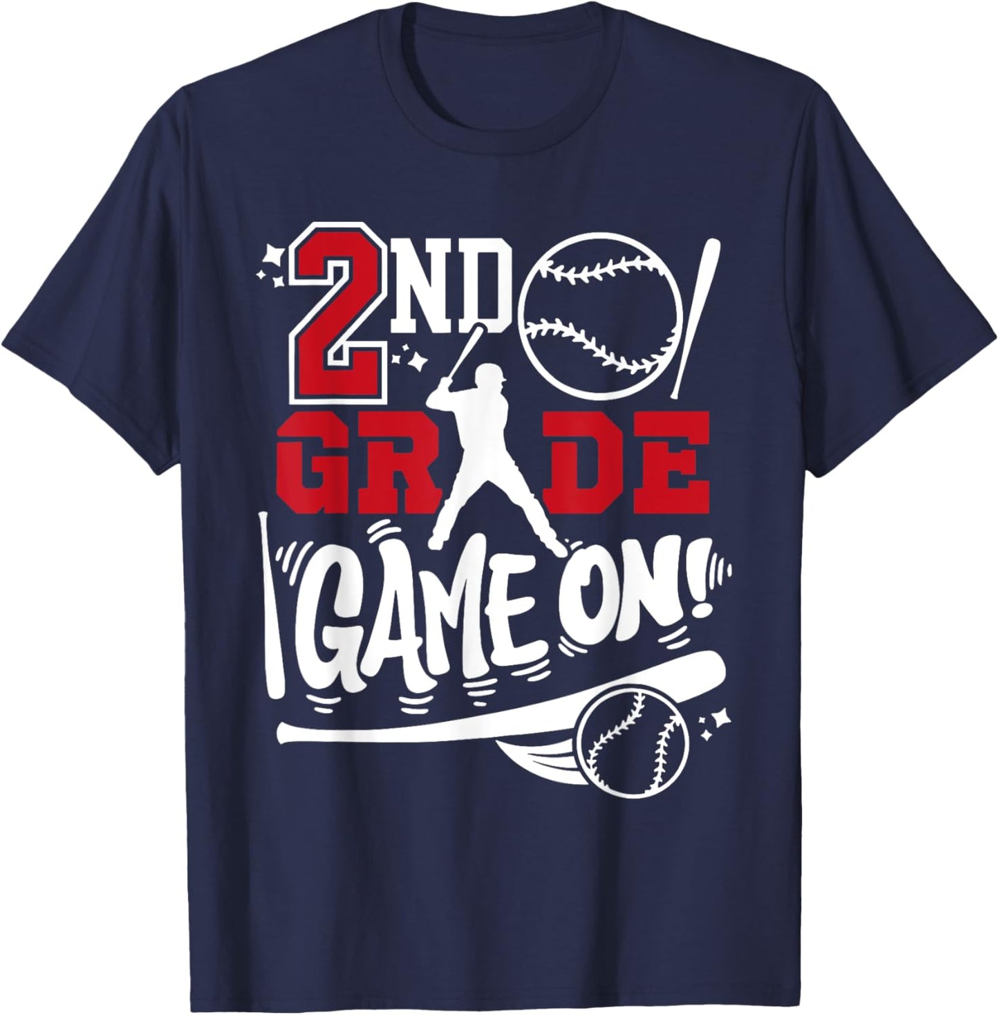 2nd Grade Game On First Day of School Baseball Second Grade T-Shirt - T-Shirt | Navy