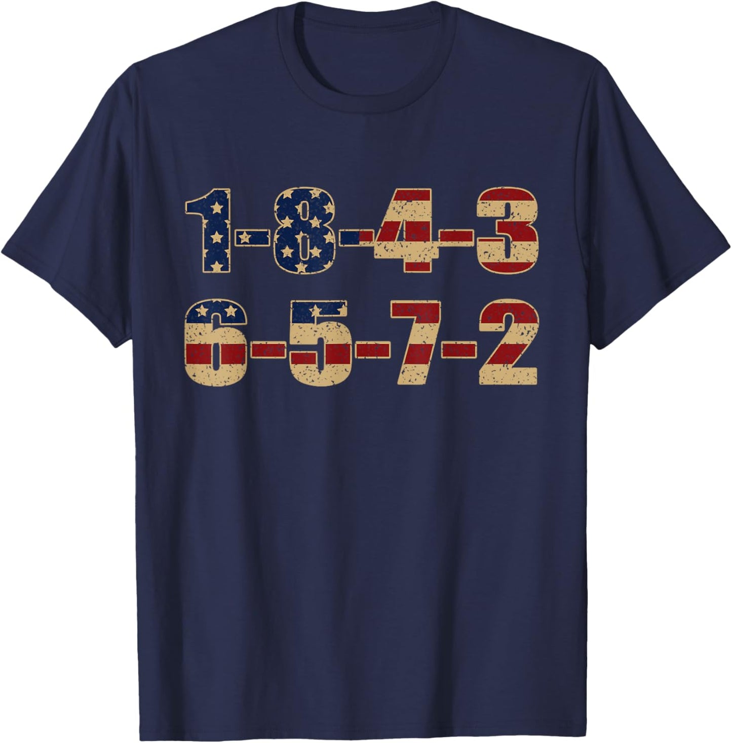 USA Flag 18436572 Firing Order Small Block Engine V8 Block T-Shirt - T-Shirt | Navy