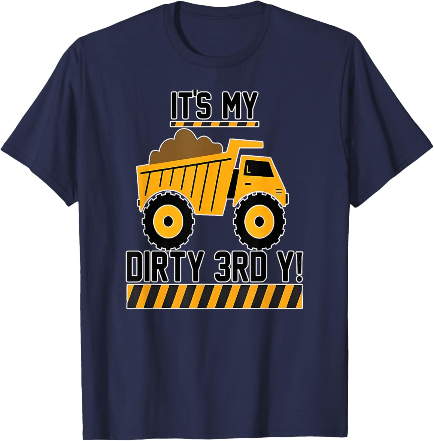 Kids Construction Truck 3rd Birthday Boy Builder 3 Three T-Shirt - T-Shirt | Navy