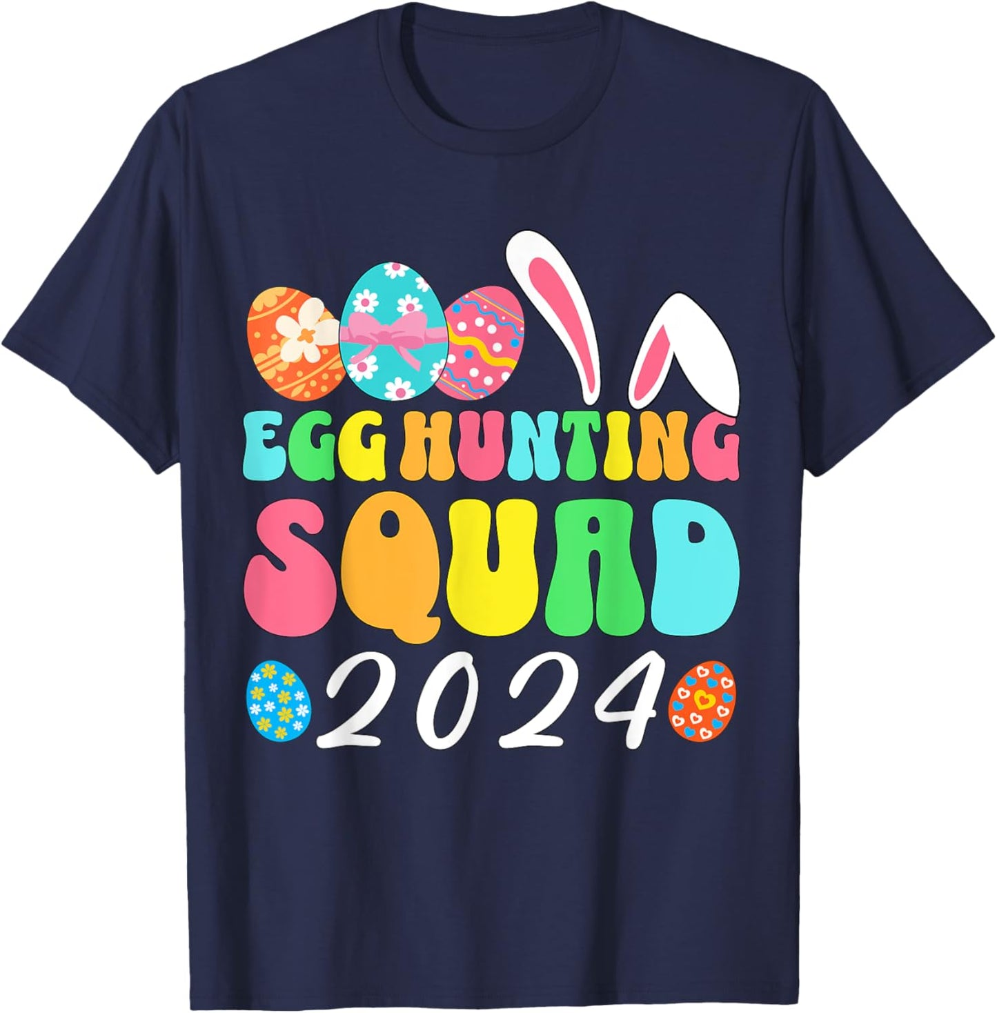 Egg Hunting Squad 2024 Easter Egg Hunt Crew Matching Group T-Shirt - T-Shirt | Navy