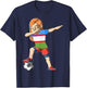 Dabbing Soccer Girl Uzbekistan Jersey Uzbek T-Shirt - T-Shirt | Navy