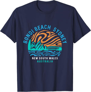 Vintage Retro Bondi Beach Sydney Australia Surfer Beach T-Shirt - T-Shirt | Navy