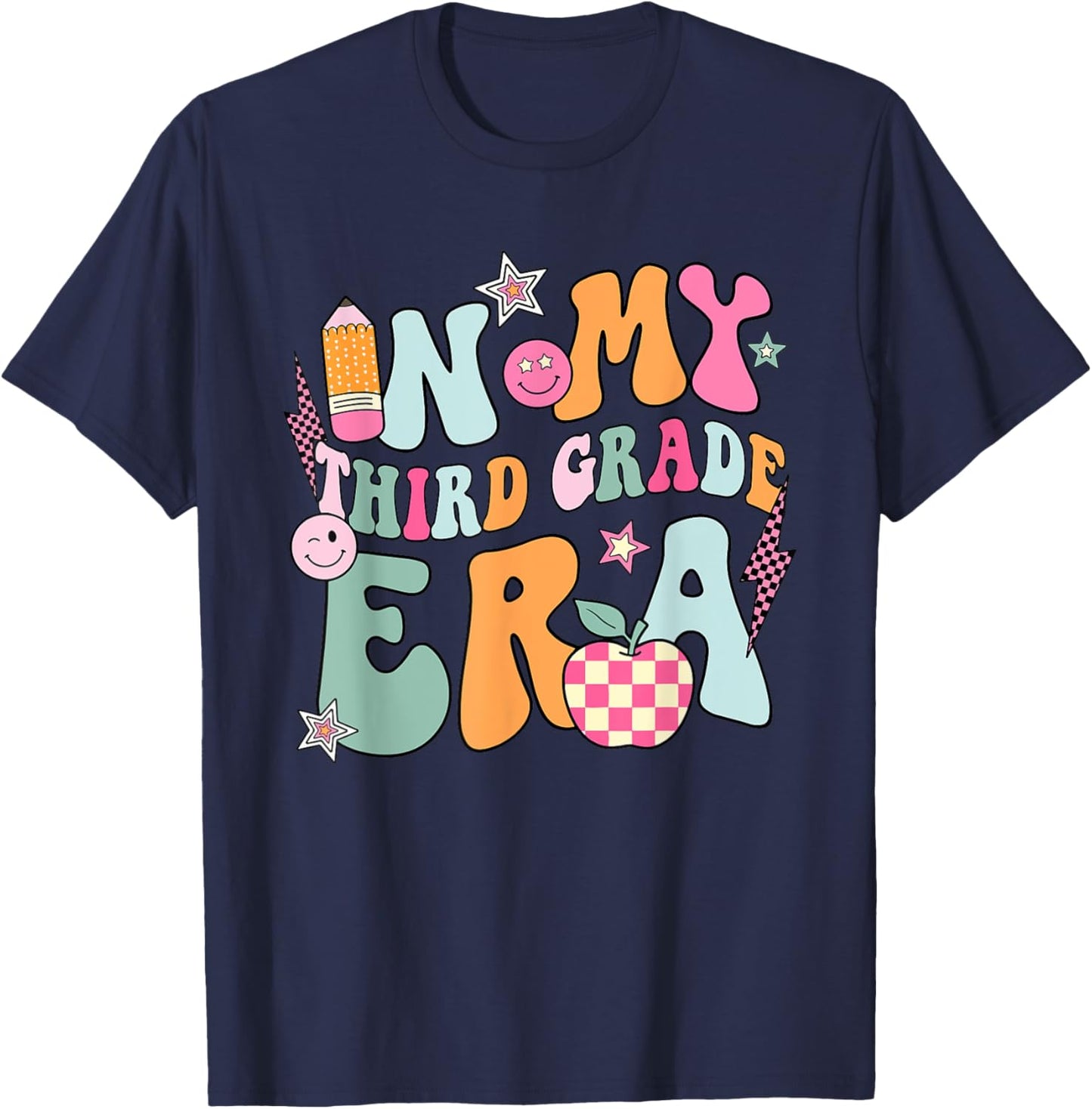 In My Third Grade Era Back To School Retro Groovy 3rd Grade T-Shirt - T-Shirt | Navy