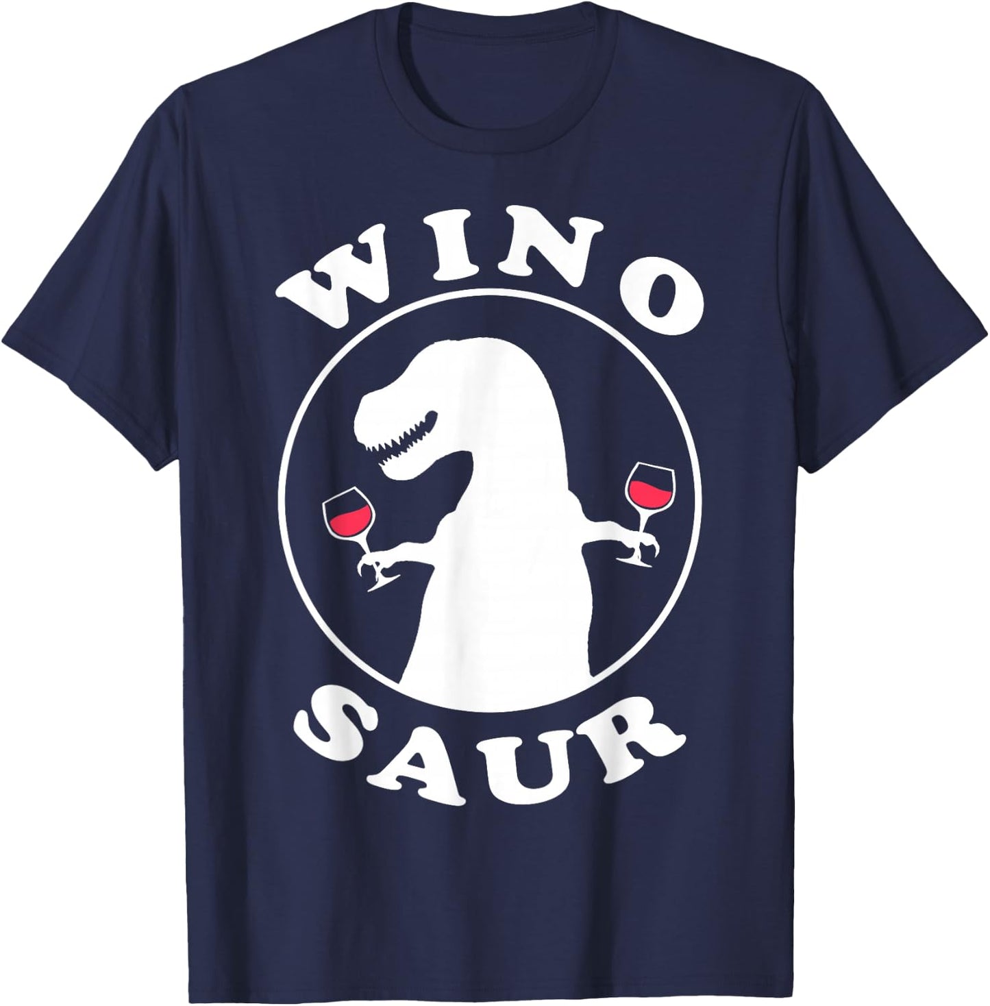 Funny Wine Lover Wino-Saur T-Shirt - T-Shirt | Navy