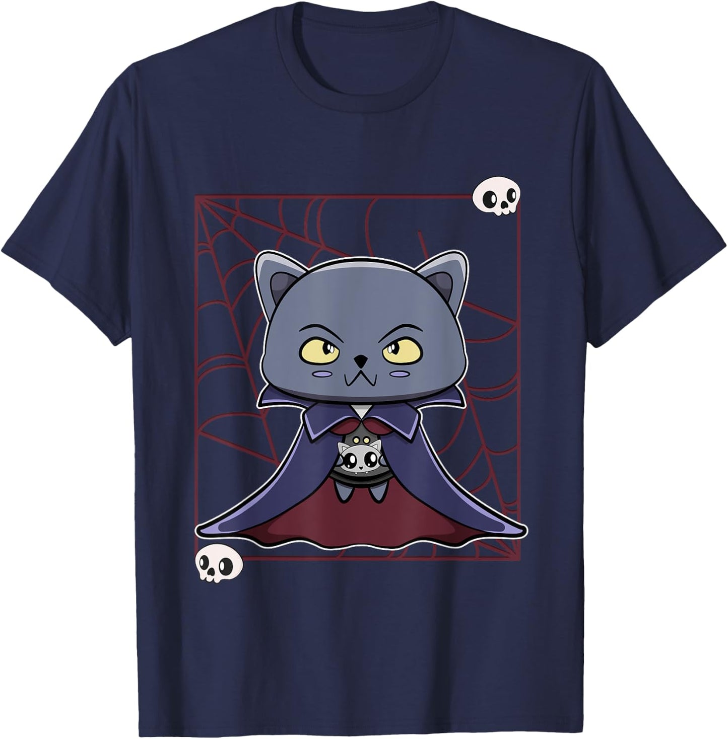Black Cat Vampire Dracula And Monster Item For Halloween T-Shirt - T-Shirt | Navy